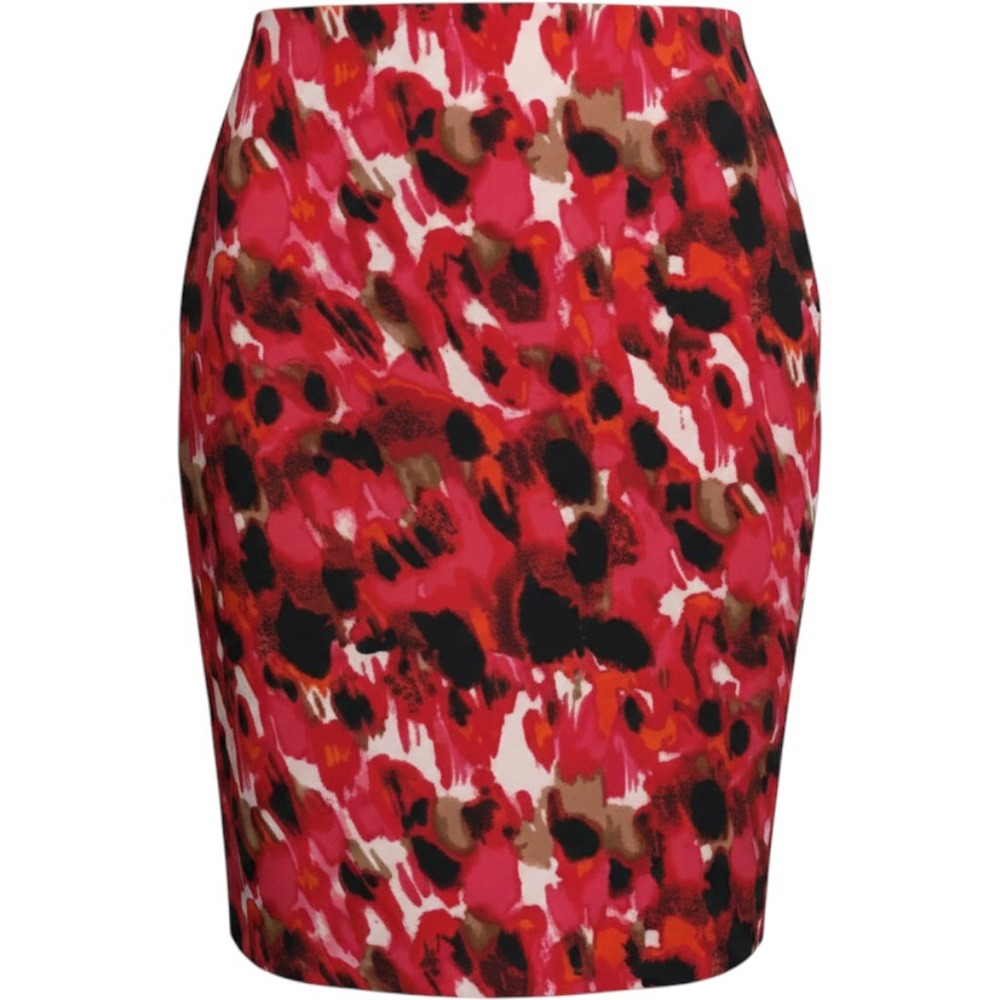 Cato Womens Red Abstract Print Pencil Skirt Size 6 Lined Back Vent Stretch